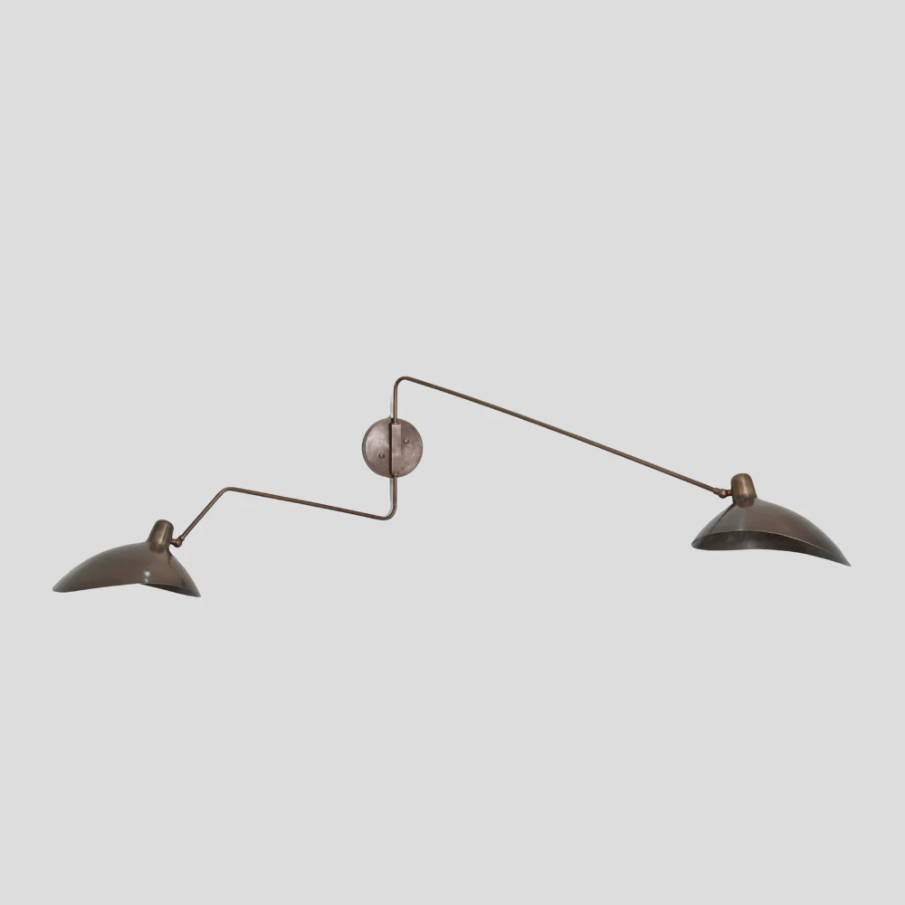 Double Swing Arm Sconce - Adjustable Brass Wall Lamp
