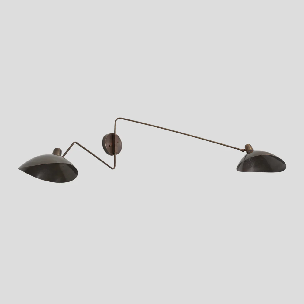 Double Swing Arm Sconce - Adjustable Brass Wall Lamp - Image 2