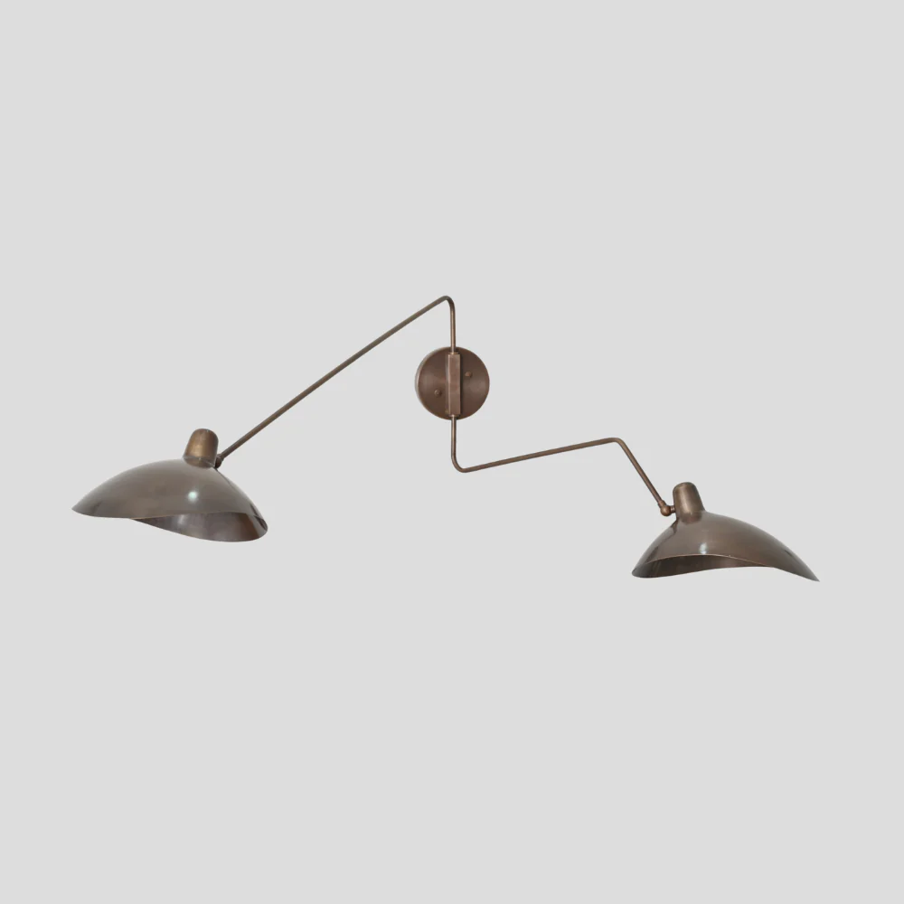 Double Swing Arm Sconce - Adjustable Brass Wall Lamp - Image 3