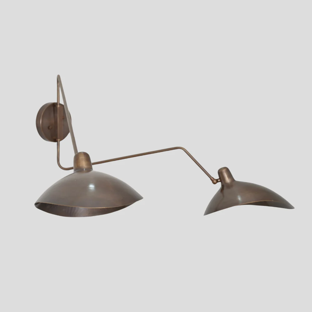 Double Swing Arm Sconce - Adjustable Brass Wall Lamp - Image 4