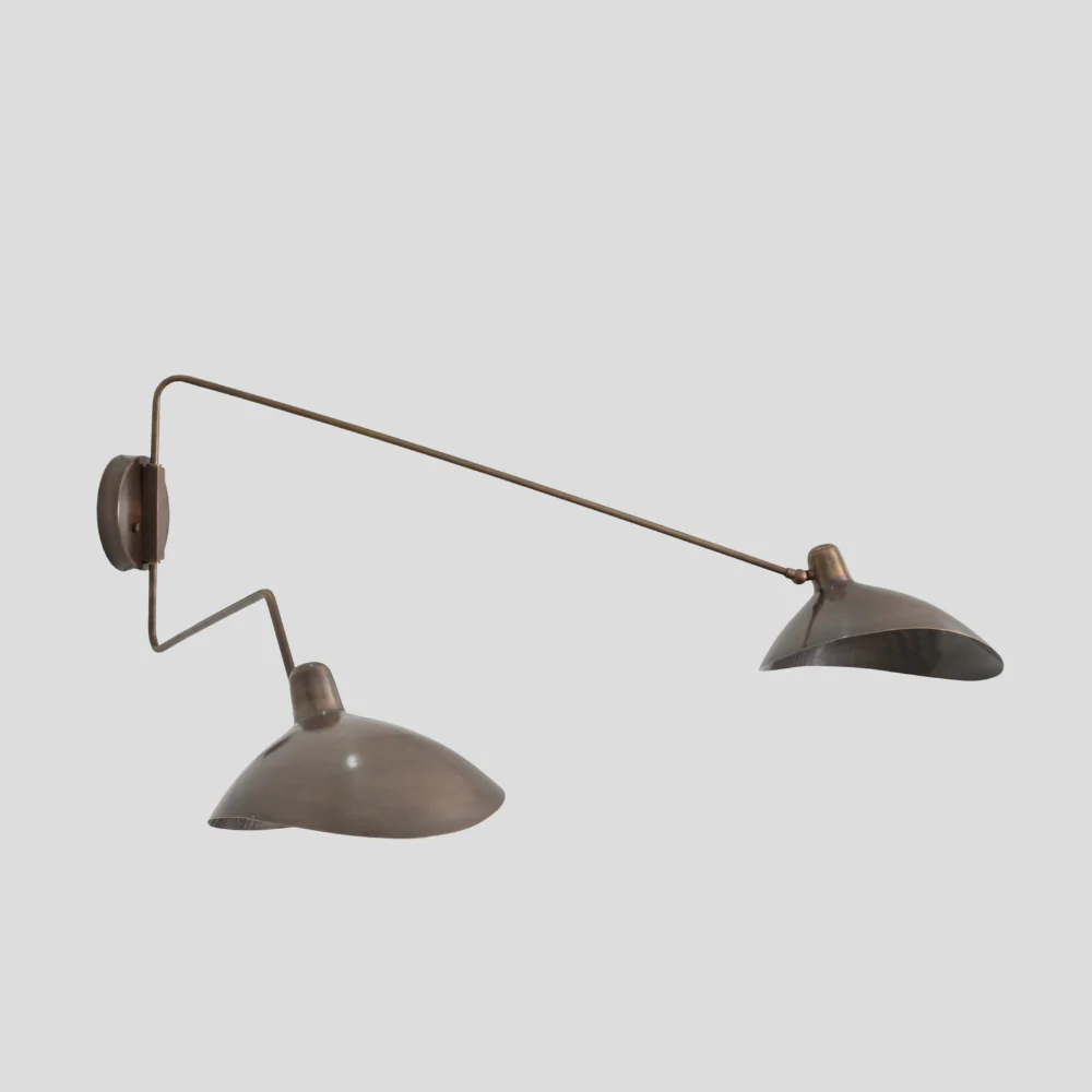 Double Swing Arm Sconce - Adjustable Brass Wall Lamp - Image 7