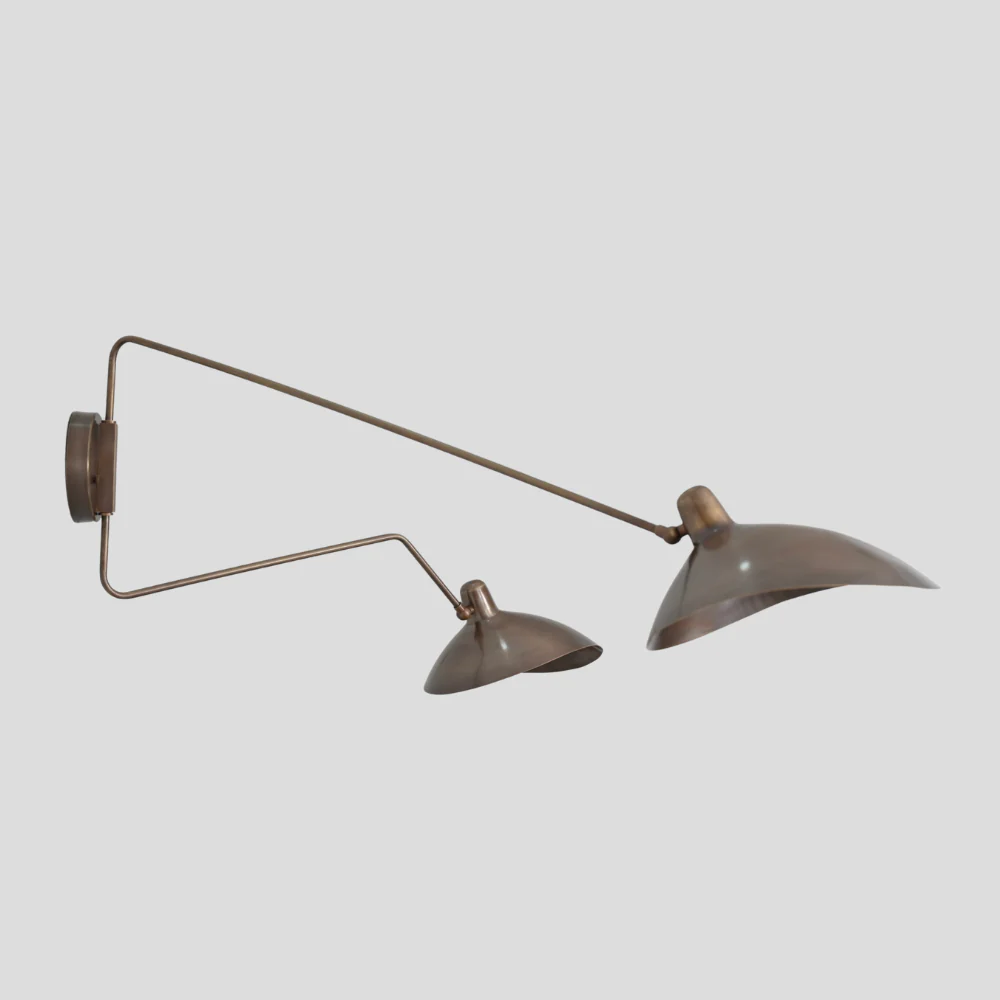 Double Swing Arm Sconce - Adjustable Brass Wall Lamp - Image 8
