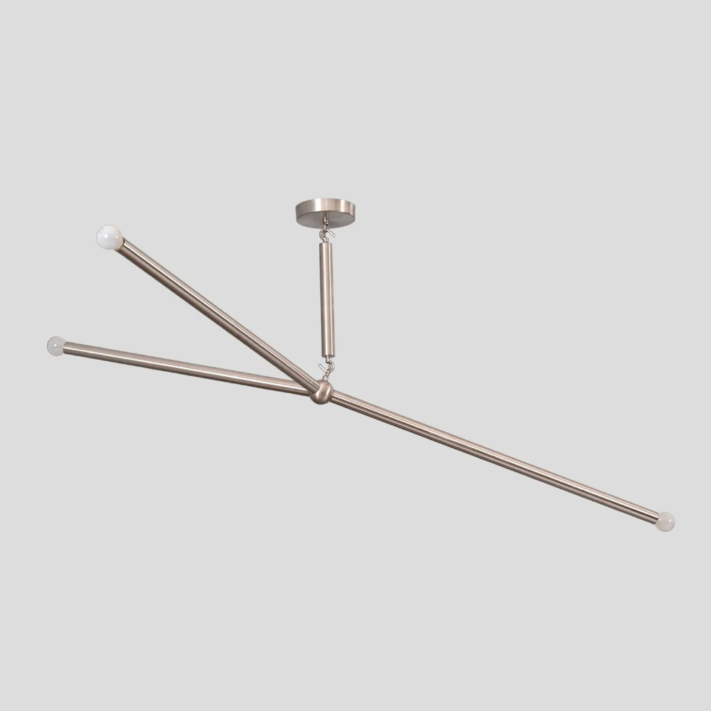 3 Arm Sputnik Ceiling Light - Brass Glass Globe Pendant