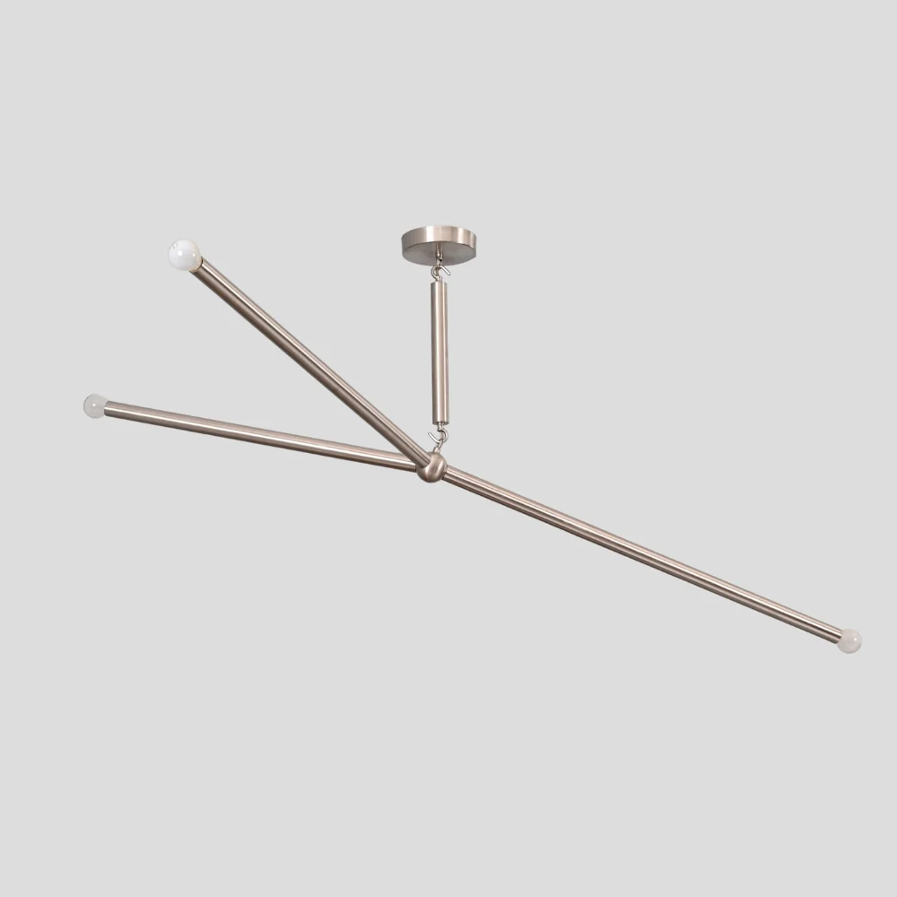 3 Arm Sputnik Ceiling Light - Brass Glass Globe Pendant - Image 3