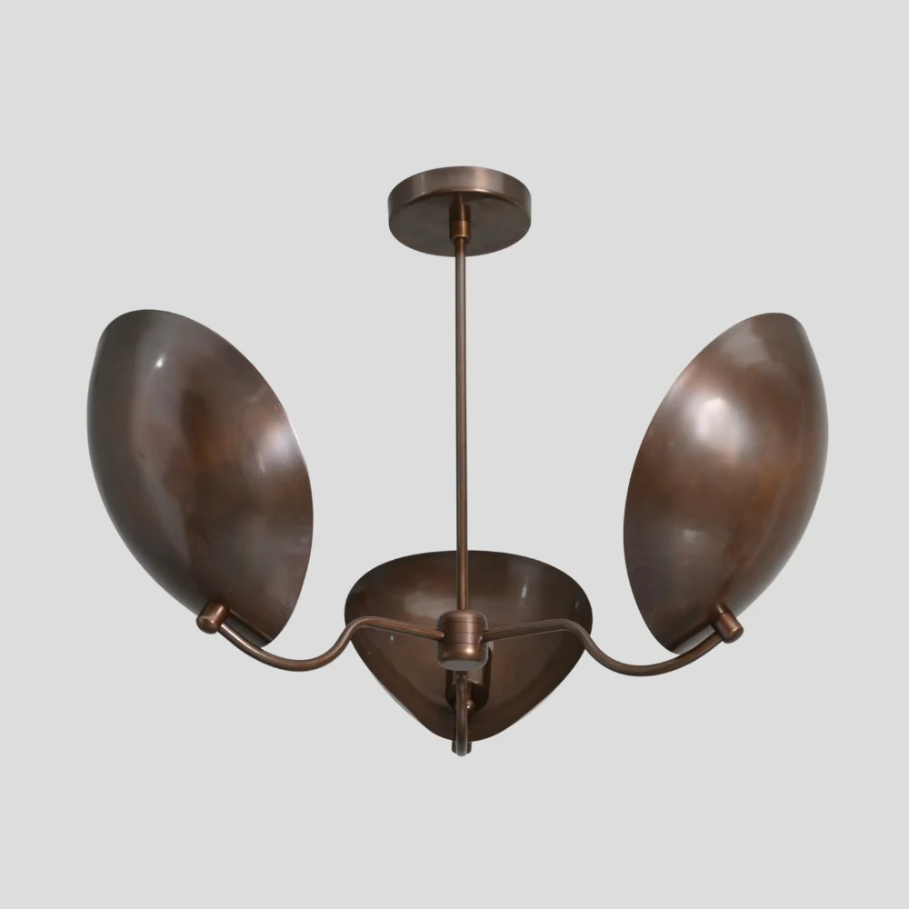 3 Light Brass Sputnik Chandlier - Mid Century Ceiling Light - Image 2
