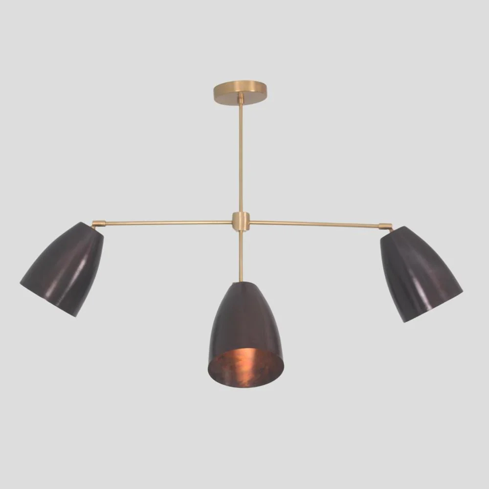 4 Matt Black Shade Ceiling Light - Modern Brass Pendant - Image 3