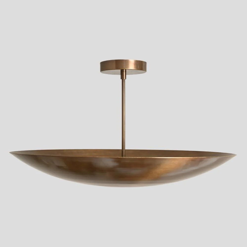 6 Light Brass Dome Chandelier - Mid Century Ceiling Light - Image 3