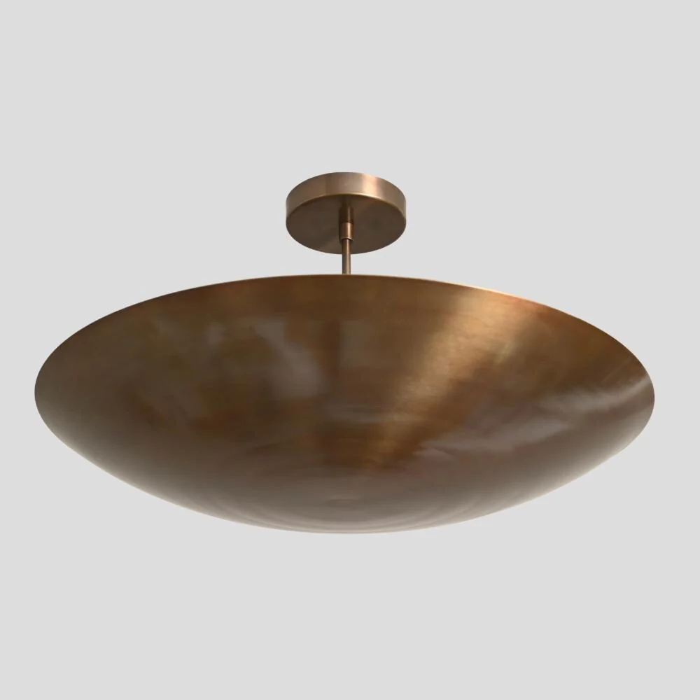6 Light Brass Dome Chandelier - Mid Century Ceiling Light - Image 4