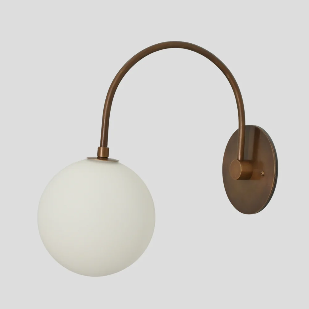 Antique Brass Wall Sconce Glass Globe - Bedside Lamp - Image 5