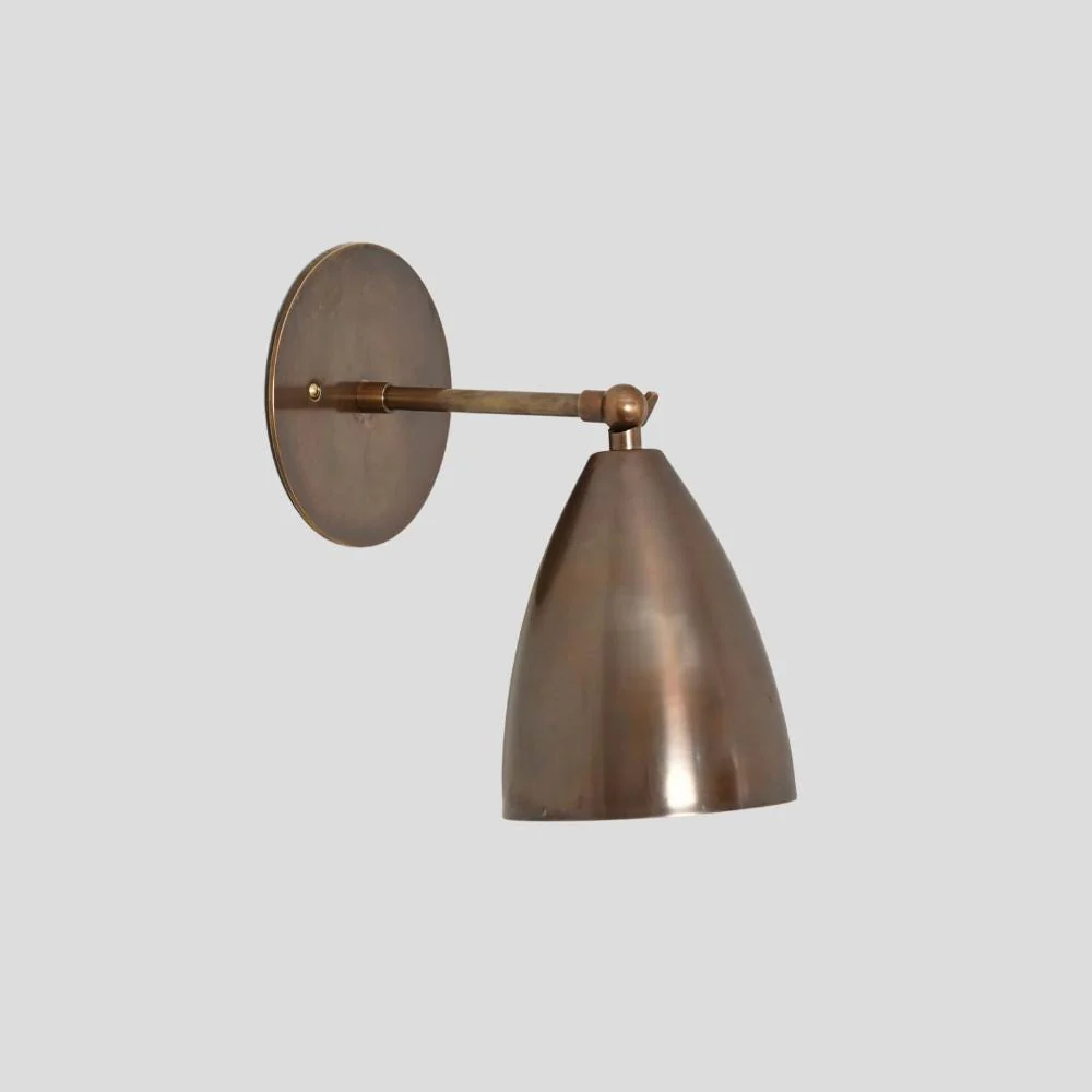 Brass Curved Wall Sconce - Mid Century Adjustable Shade - Image 3