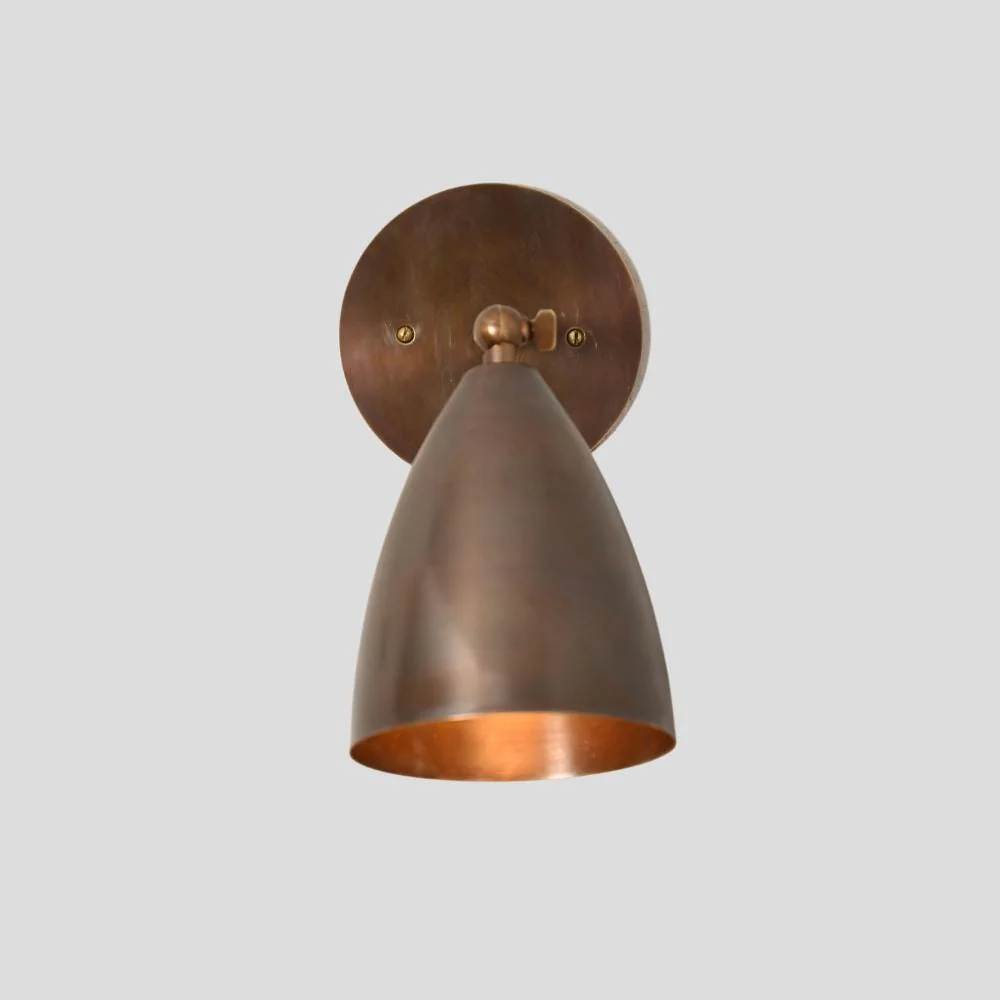 Brass Curved Wall Sconce - Mid Century Adjustable Shade - Image 4