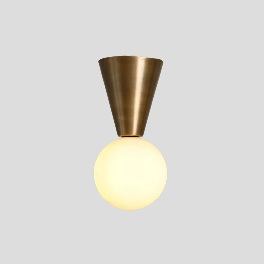 Brass Cone Flush Mount - Mid Century Ceiling Light
