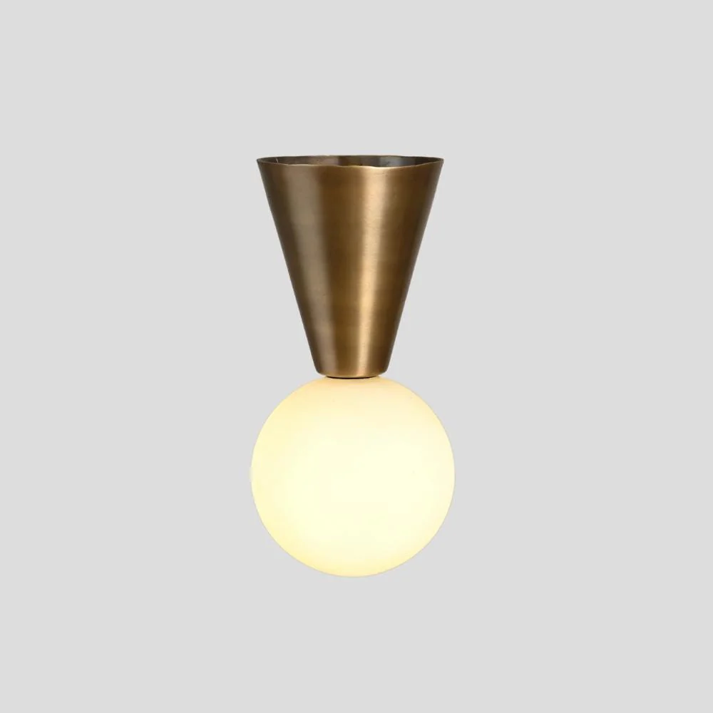 Brass Cone Flush Mount - Mid Century Ceiling Light - Image 2