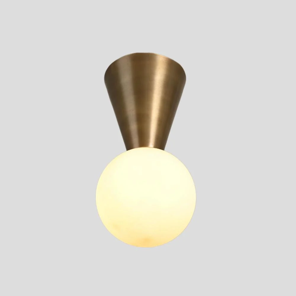 Brass Cone Flush Mount - Mid Century Ceiling Light - Image 3