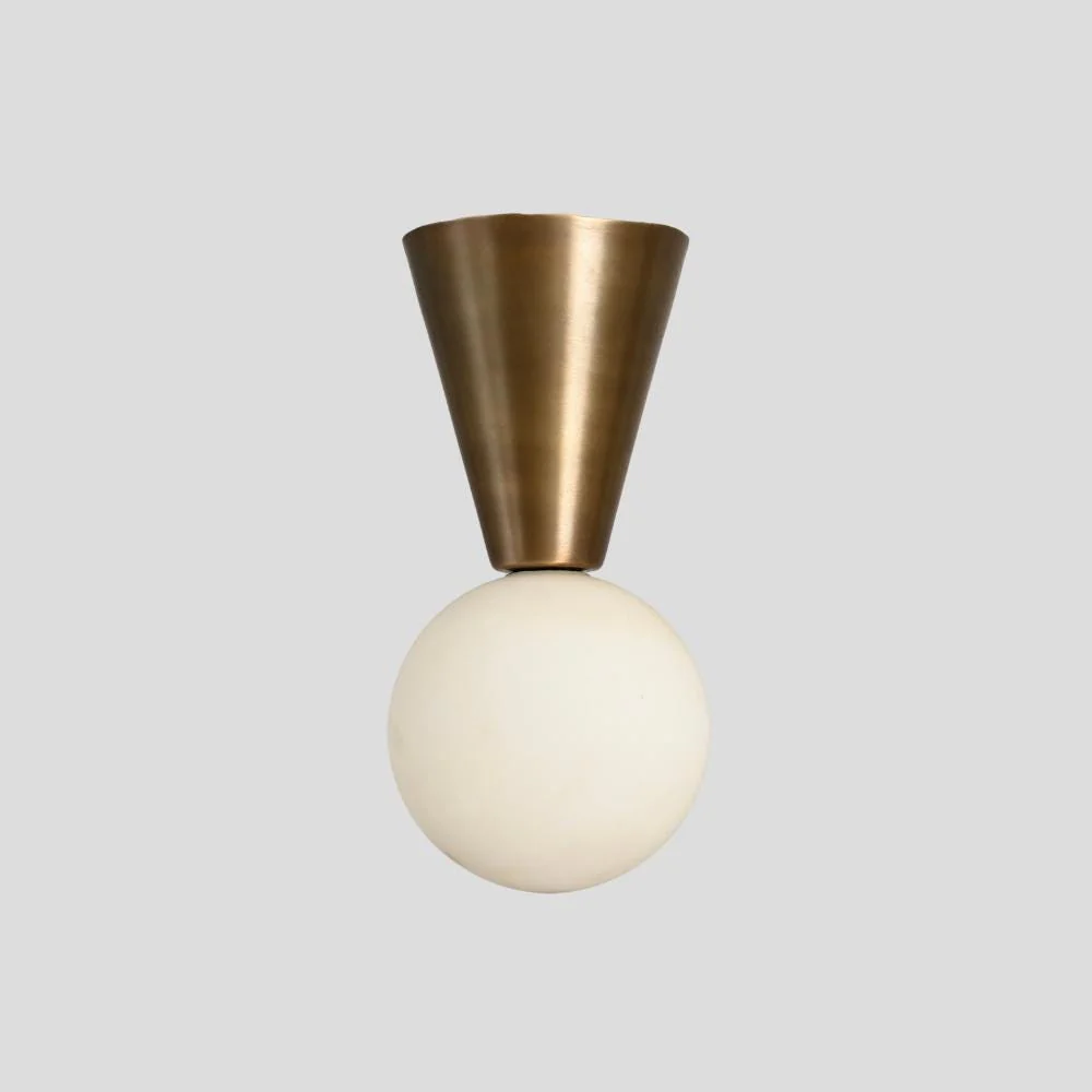 Brass Cone Flush Mount - Mid Century Ceiling Light - Image 4