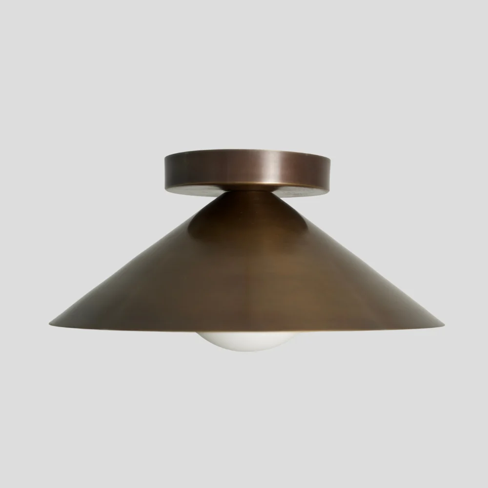Brass Glass Globe Flush Mount - Cone Shade Ceiling Light - Image 4