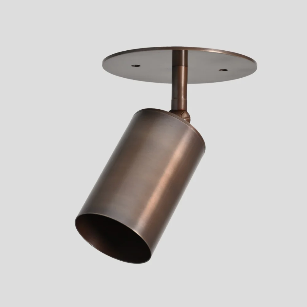 Brass Cylinder Spot Light - Adjustable Flush Mount - Image 3