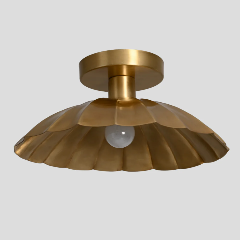 Mid-Century Brass Flush Mount - Petal Shade - Image 3
