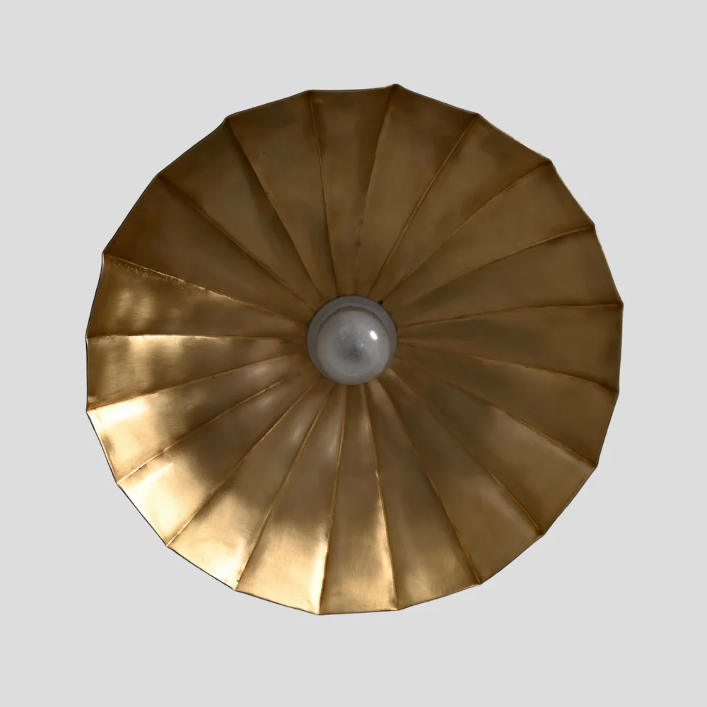 Mid-Century Brass Flush Mount - Petal Shade - Image 6