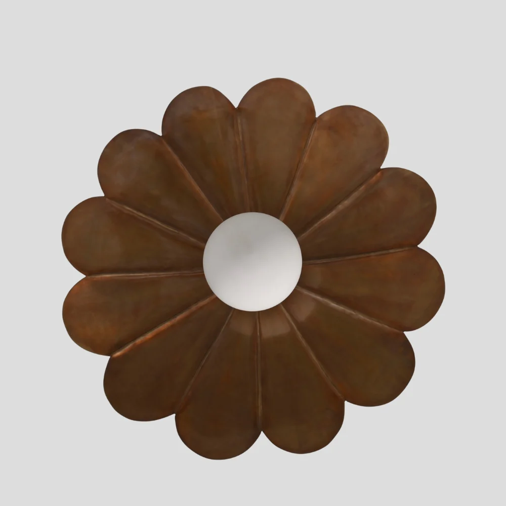 Brass Flower Flush Mount - Modern Opal Glass Globe - Image 6