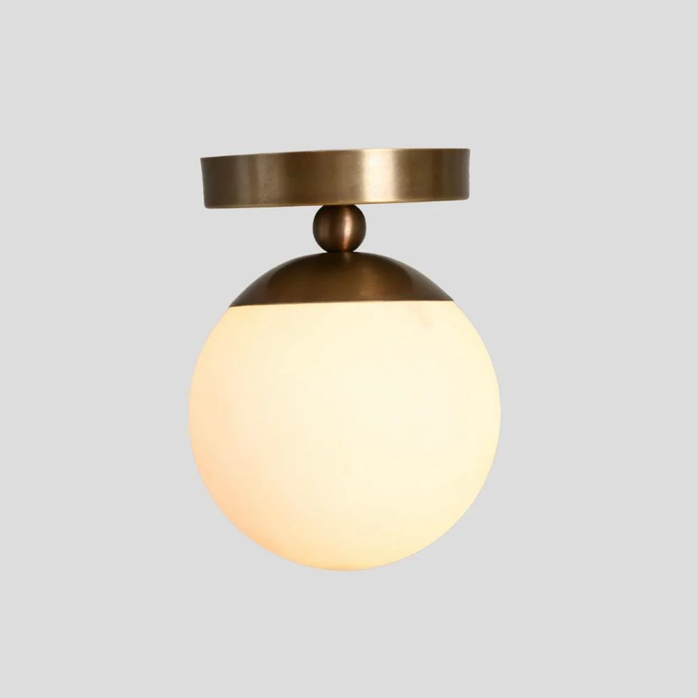 Brass Glass Globe Flush Mount - Mid Century Ceiling - Image 3