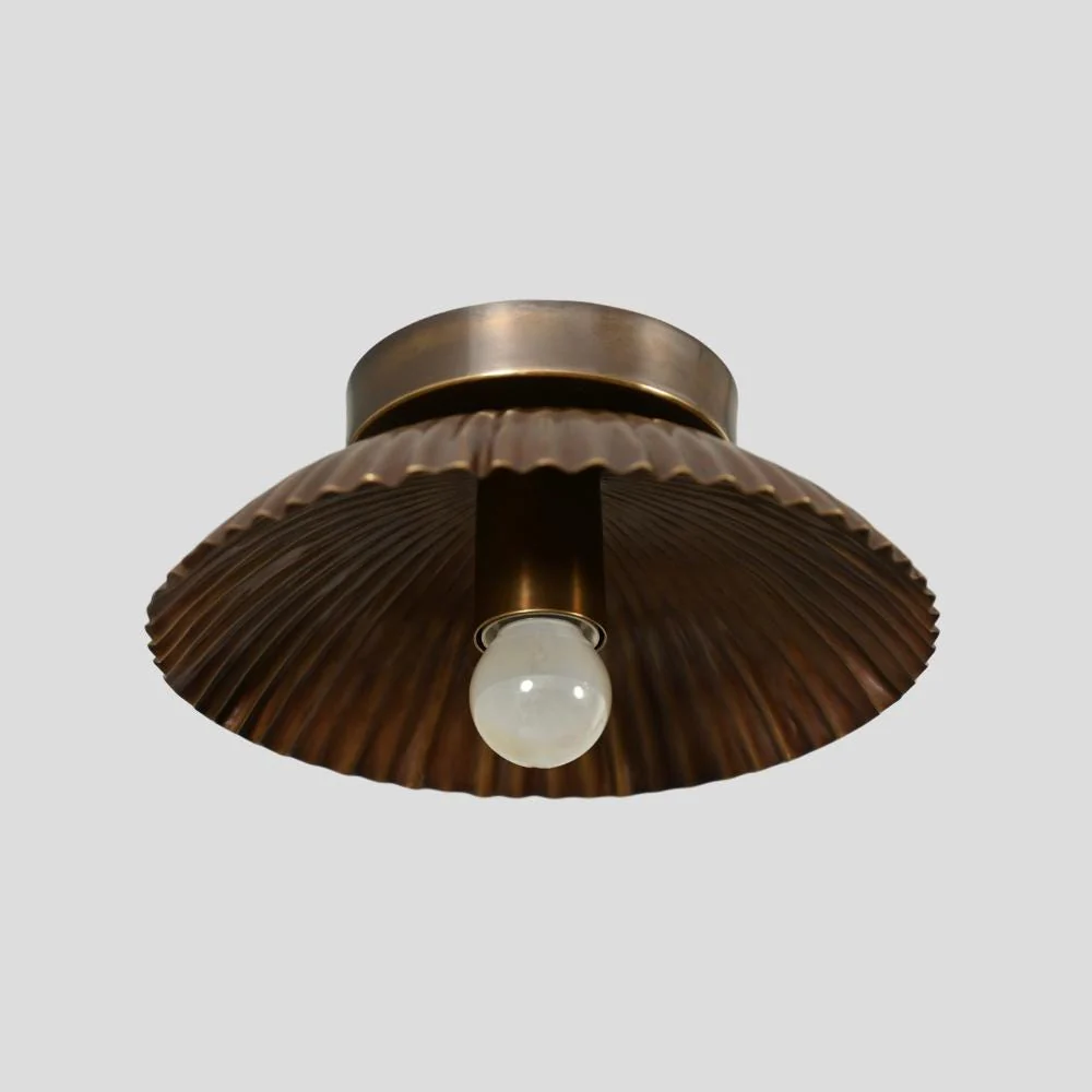 Brass Flush Mount Pendant - 1950s Vintage Ceiling Light - Image 2