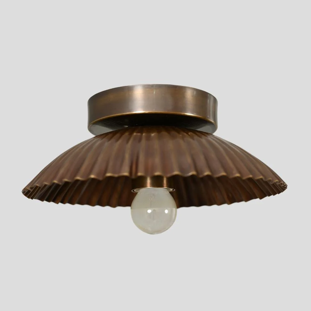 Brass Flush Mount Pendant - 1950s Vintage Ceiling Light - Image 3