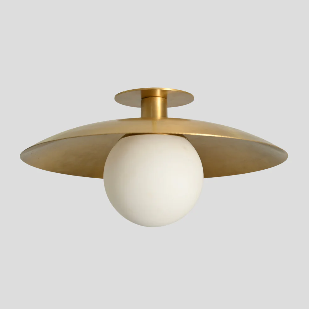 Brass Glass Flush Mount - Mid Century Globe - Image 4