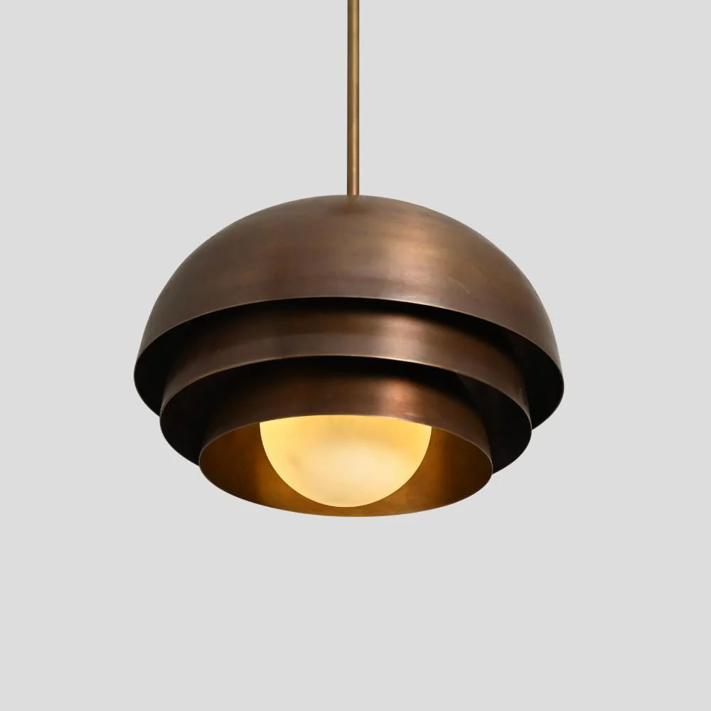 Brass Globe Pendant Light - Mid Century Hanging Lamp - Image 4