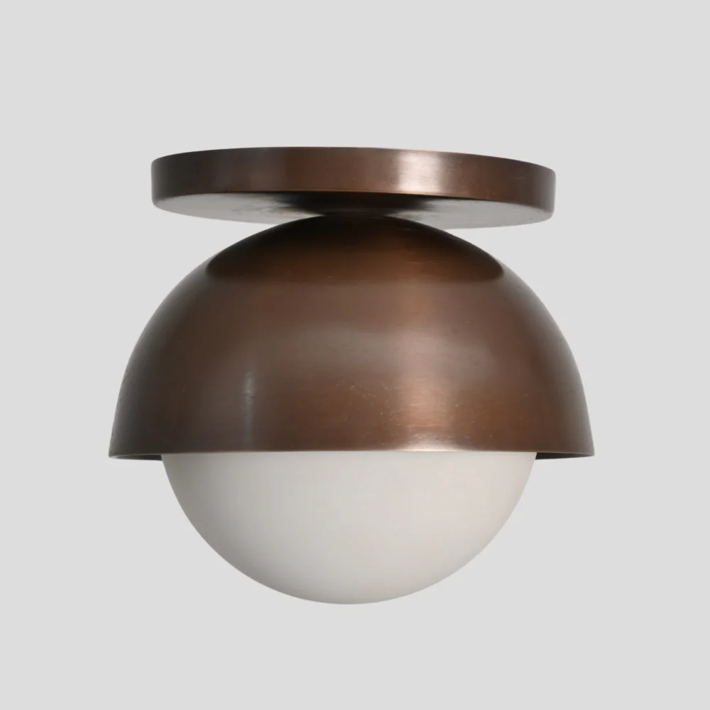 Brass Globe Semi Flush Mount - Dome Shade