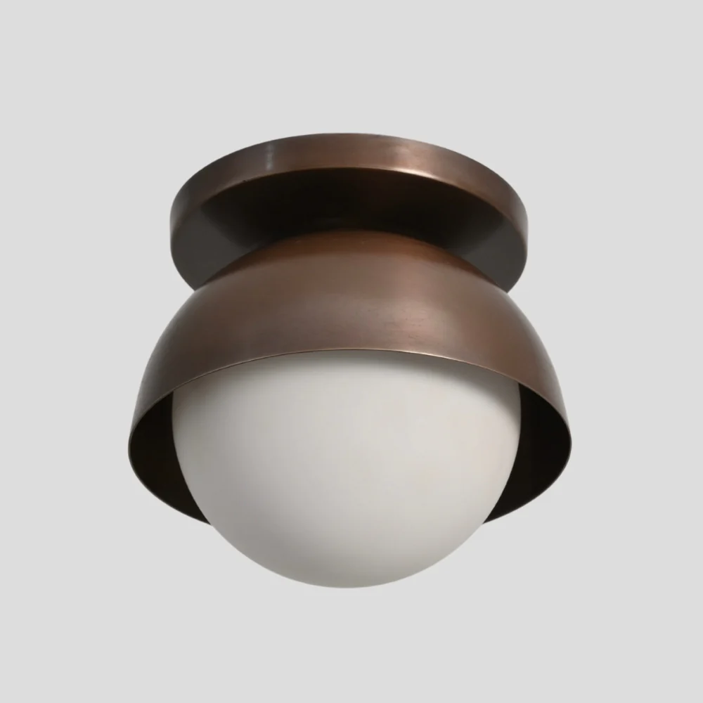 Brass Globe Semi Flush Mount - Dome Shade - Image 4