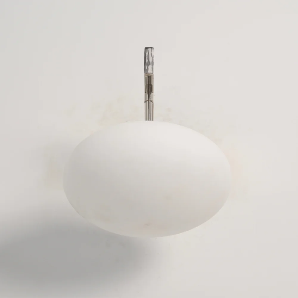 Brass Milky Glass Globe Sconce - Horizontal Rod Wall Lamp - Image 3