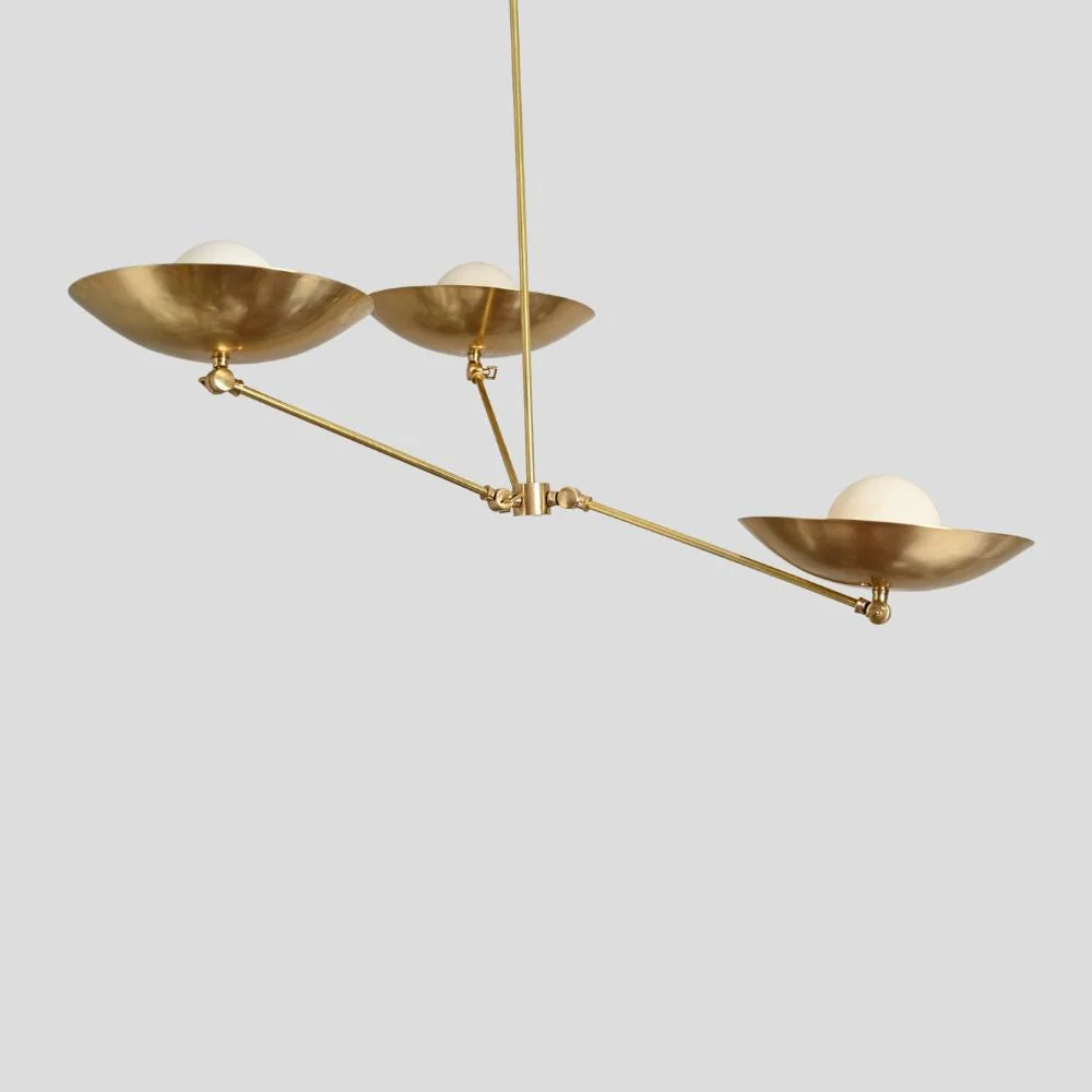 Three Arm Pendant Light - Brass Chandelier Up Shade - Image 5