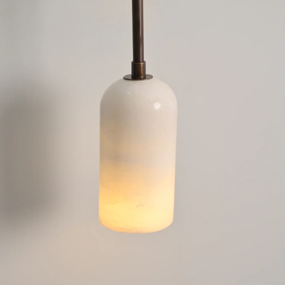Brass Suspended Alabaster Sconce - Marble Wall Lamp - Image 7