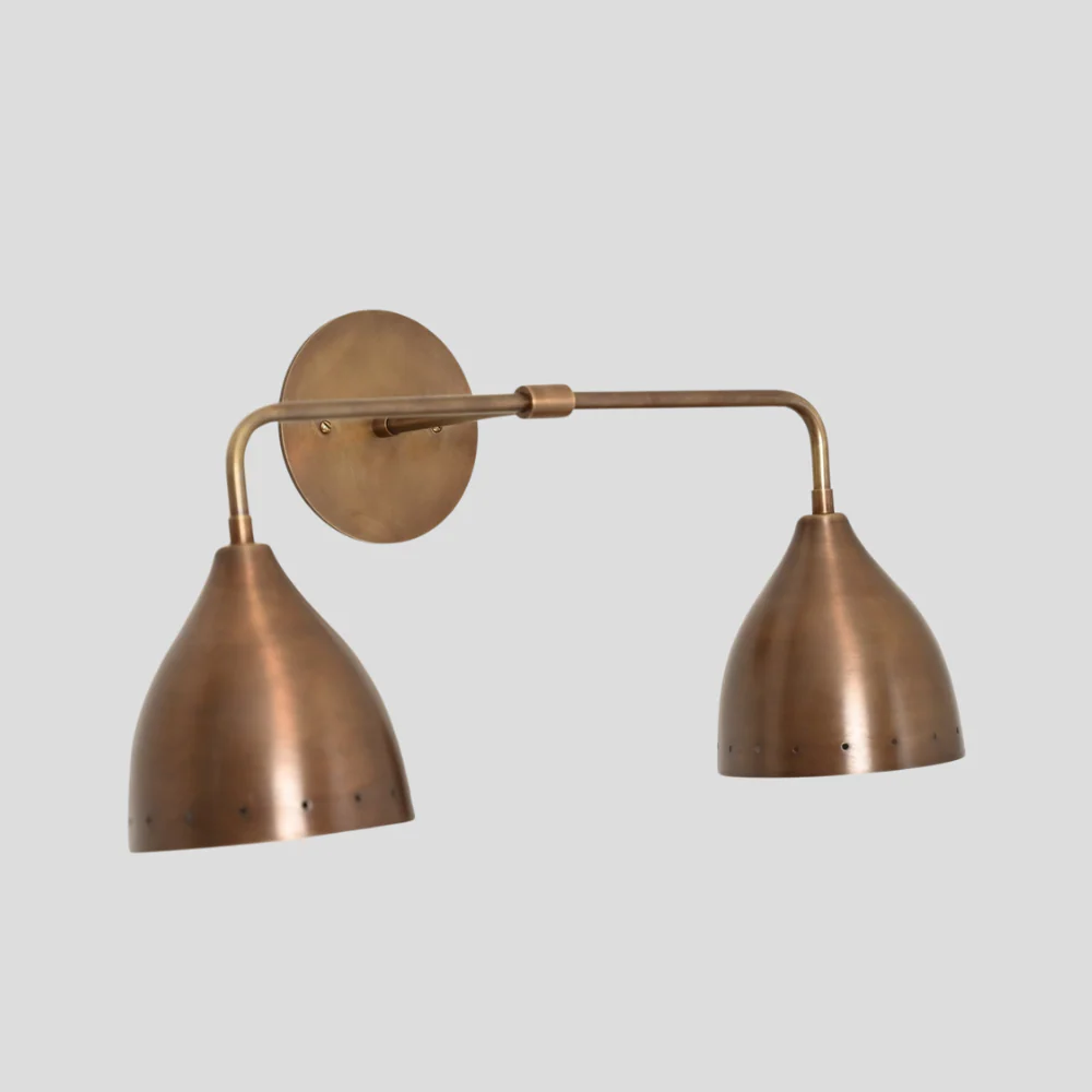 Brass Vanity Light - 2 Light Perforated Wall Sconce - Image 6