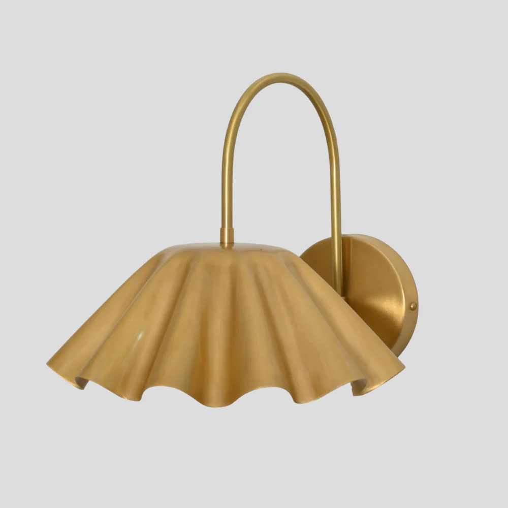 Curved Brass Flower Wall Sconce - Modern Bedside Light - Image 2