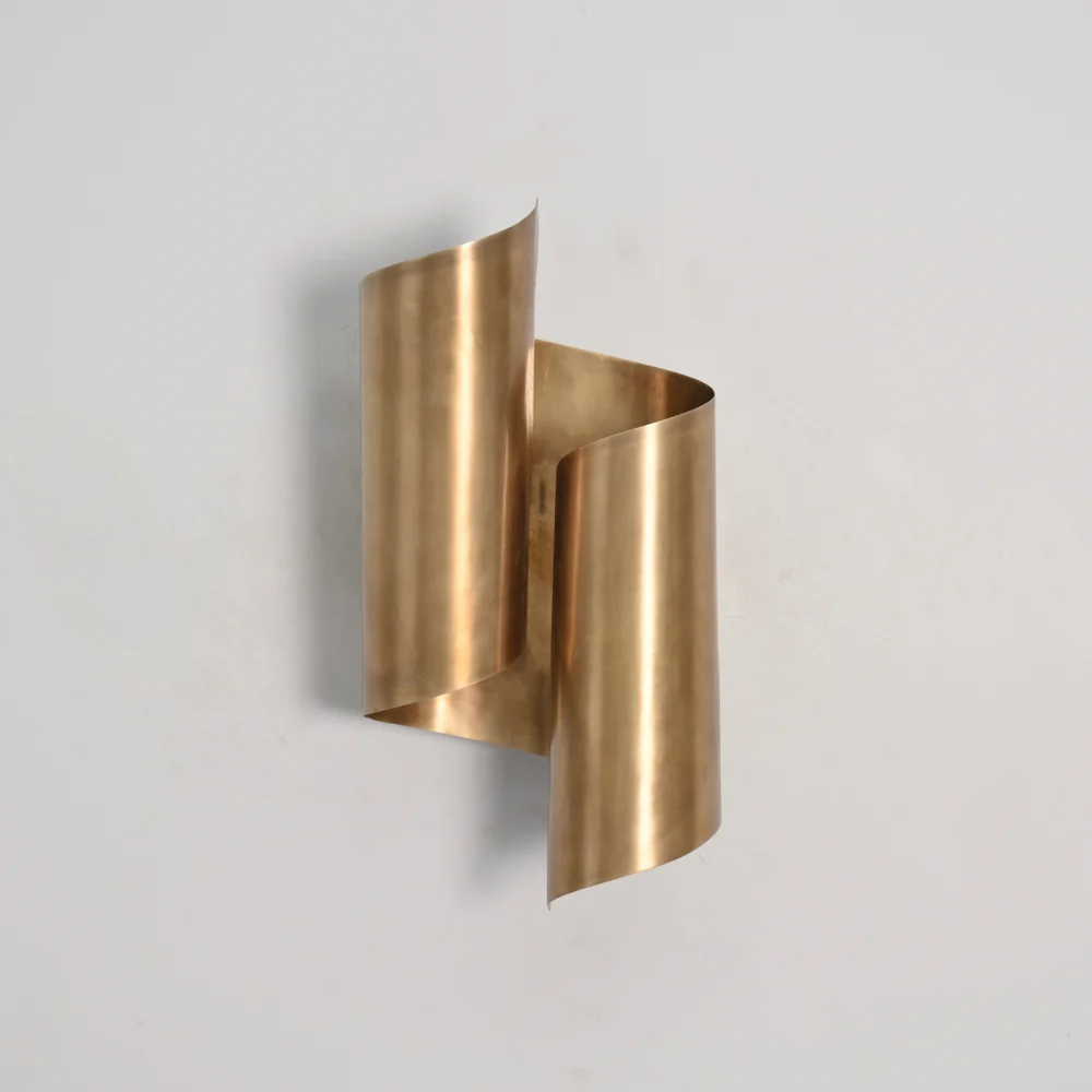 Curved Circle Wall Lamp - 2 Light Brass Sconce