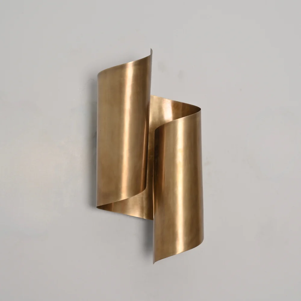 Curved Circle Wall Lamp - 2 Light Brass Sconce - Image 4