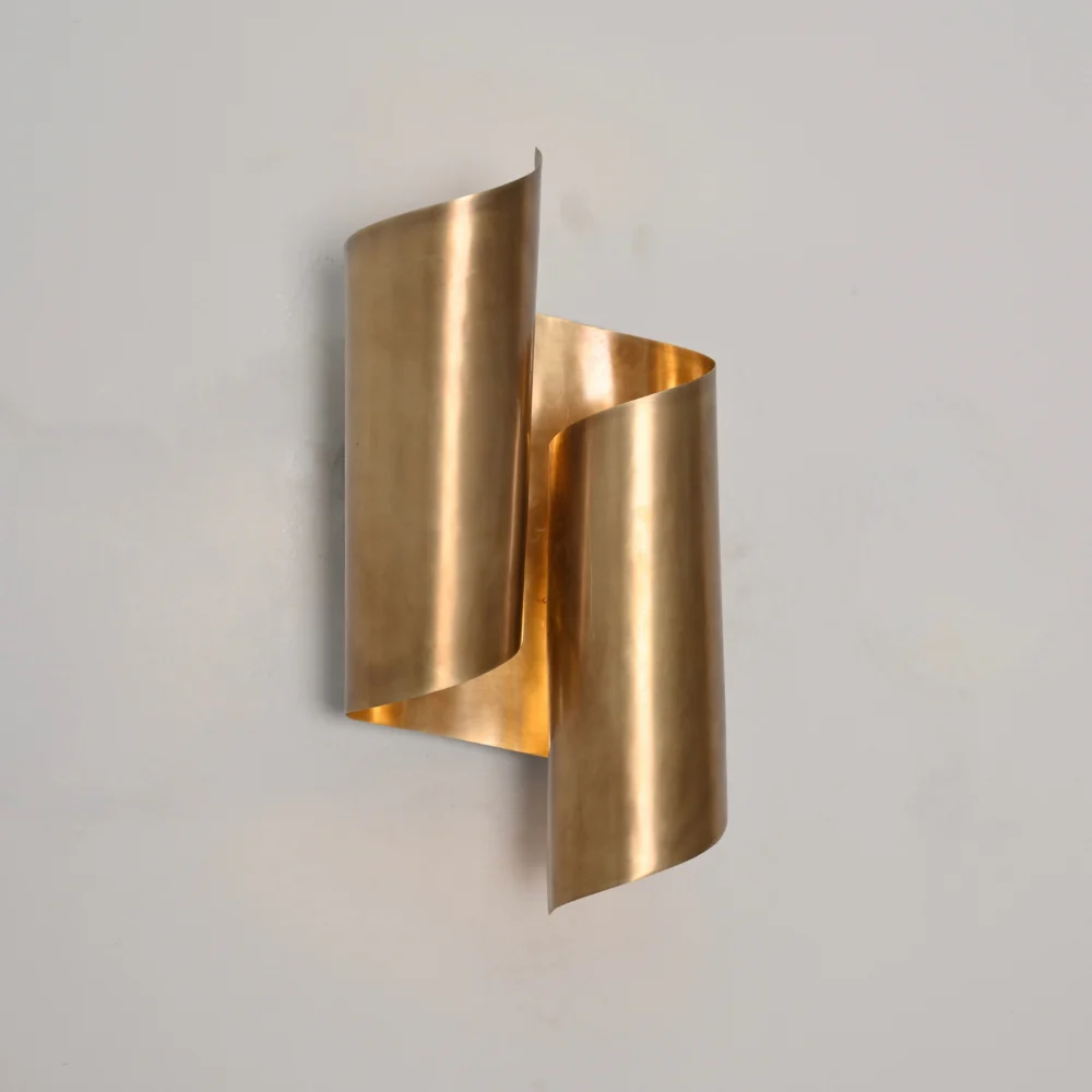Curved Circle Wall Lamp - 2 Light Brass Sconce - Image 5