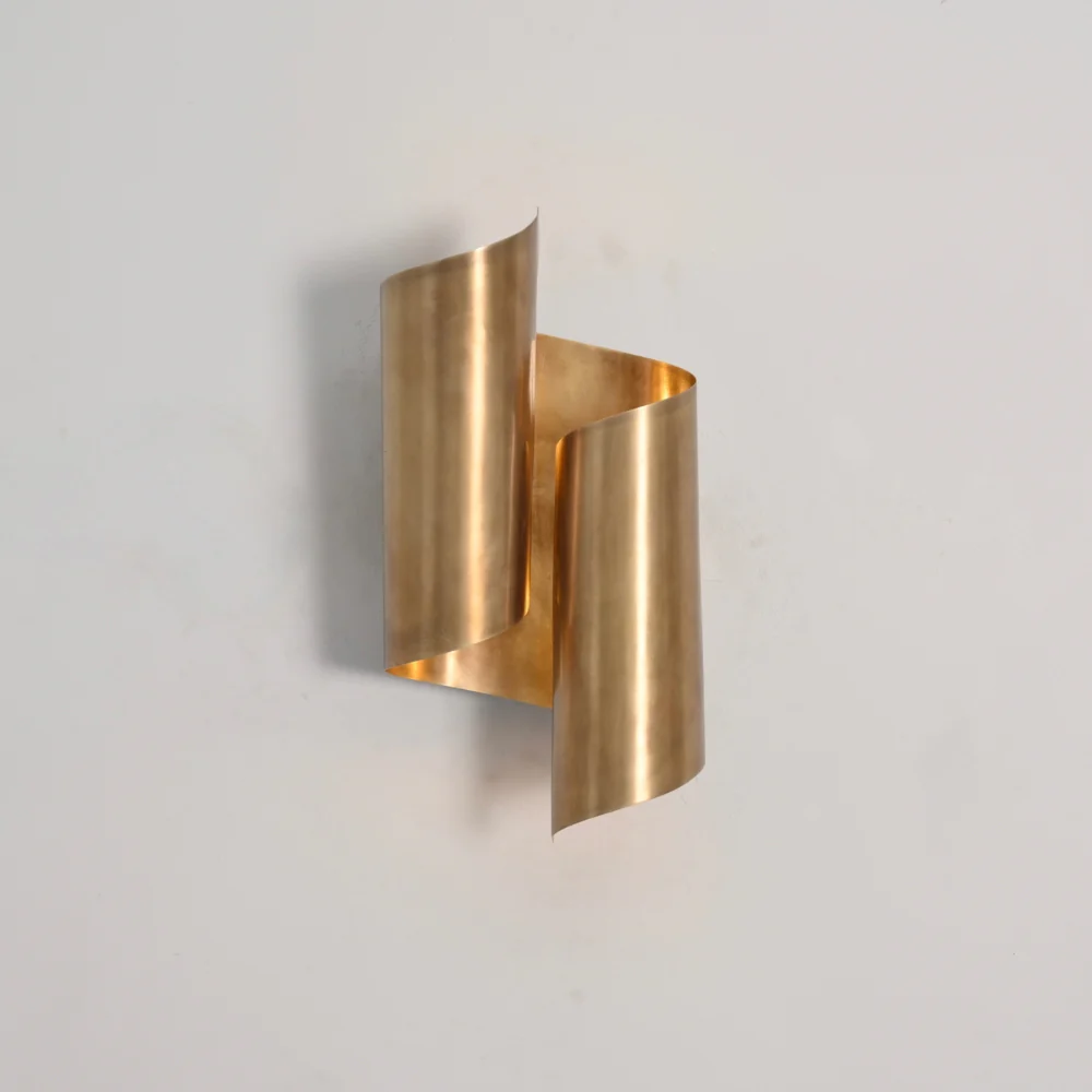 Curved Circle Wall Lamp - 2 Light Brass Sconce - Image 6