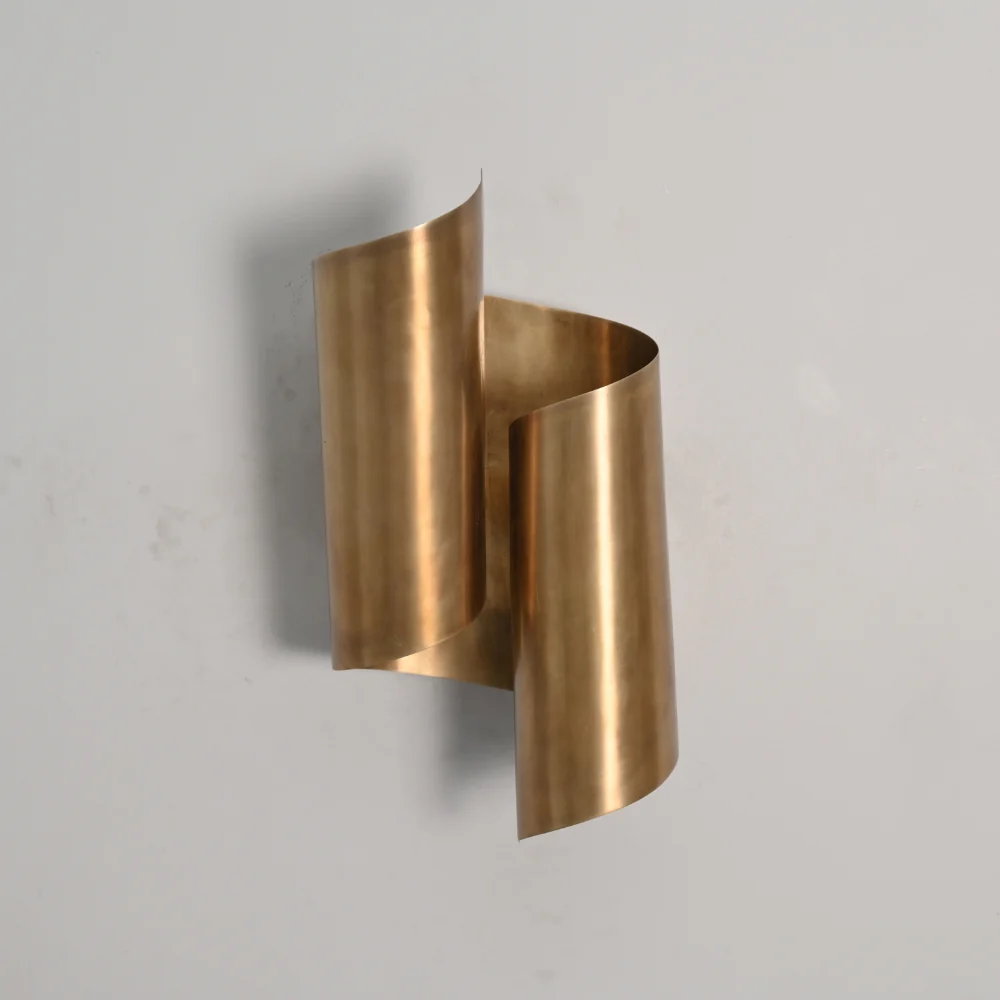 Curved Circle Wall Lamp - 2 Light Brass Sconce - Image 7