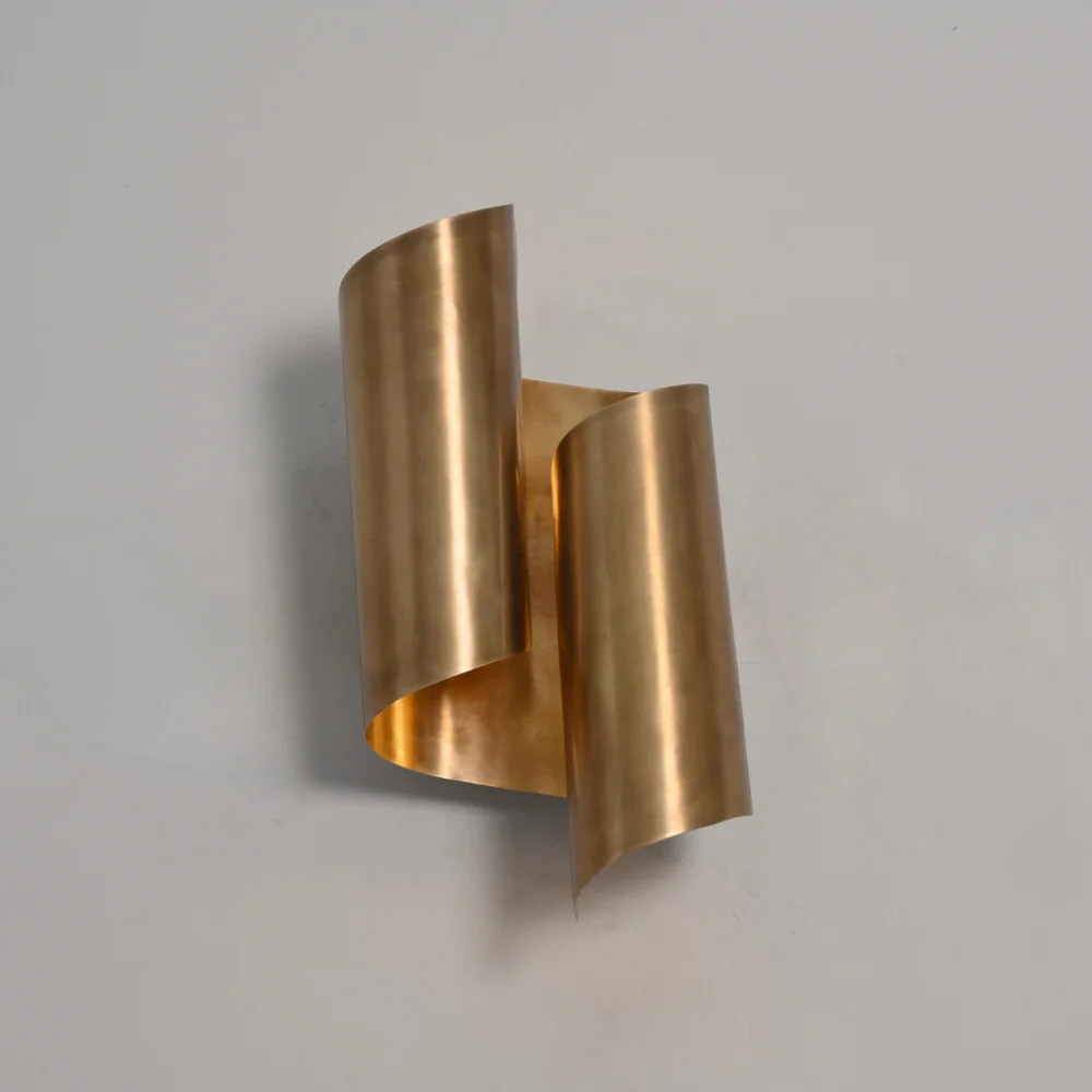 Curved Circle Wall Lamp - 2 Light Brass Sconce - Image 8