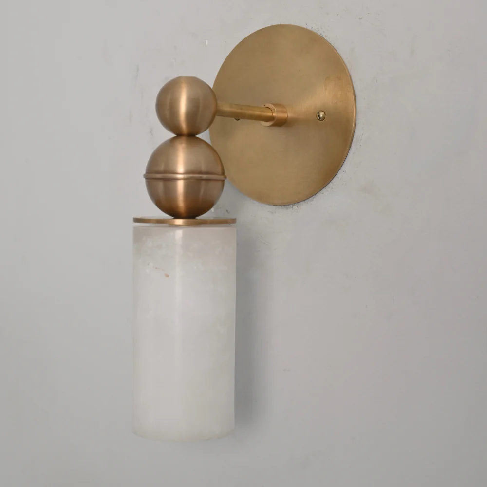Modern Alabaster Wall Lamp - Brass Wall Sconce - Image 2