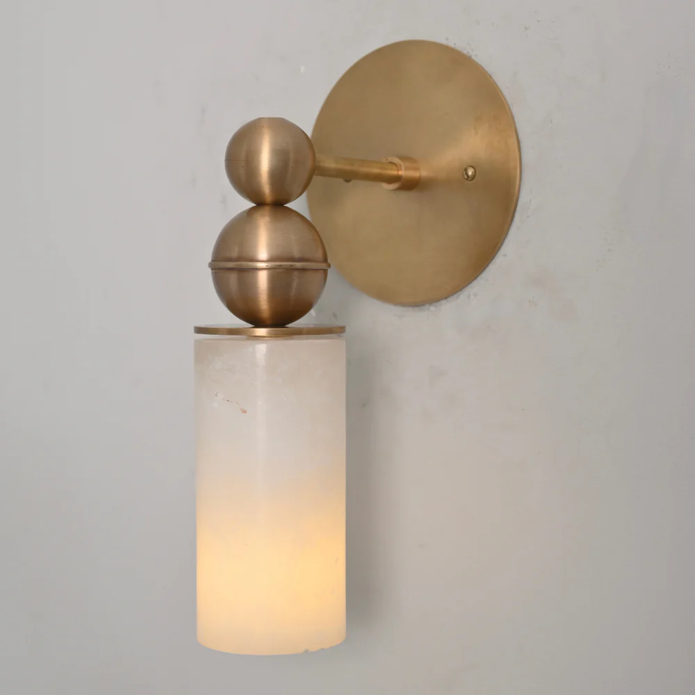 Modern Alabaster Wall Lamp - Brass Wall Sconce - Image 5