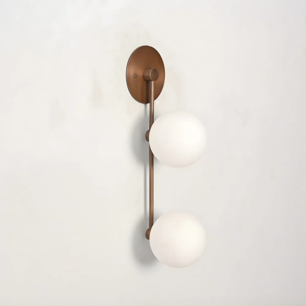 2 Brass Globe Sconce - Minimalist Vertical Rod Wall Lamp - Image 3
