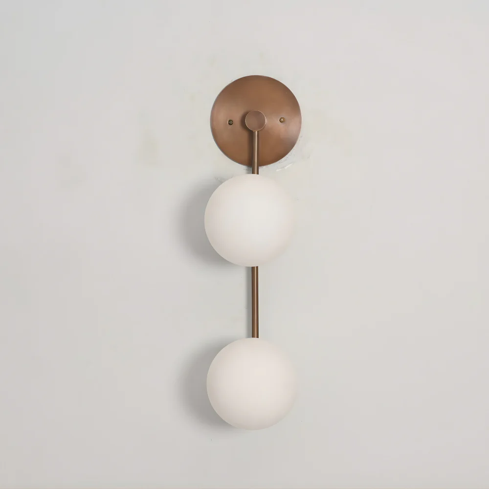 2 Brass Globe Sconce - Minimalist Vertical Rod Wall Lamp - Image 4