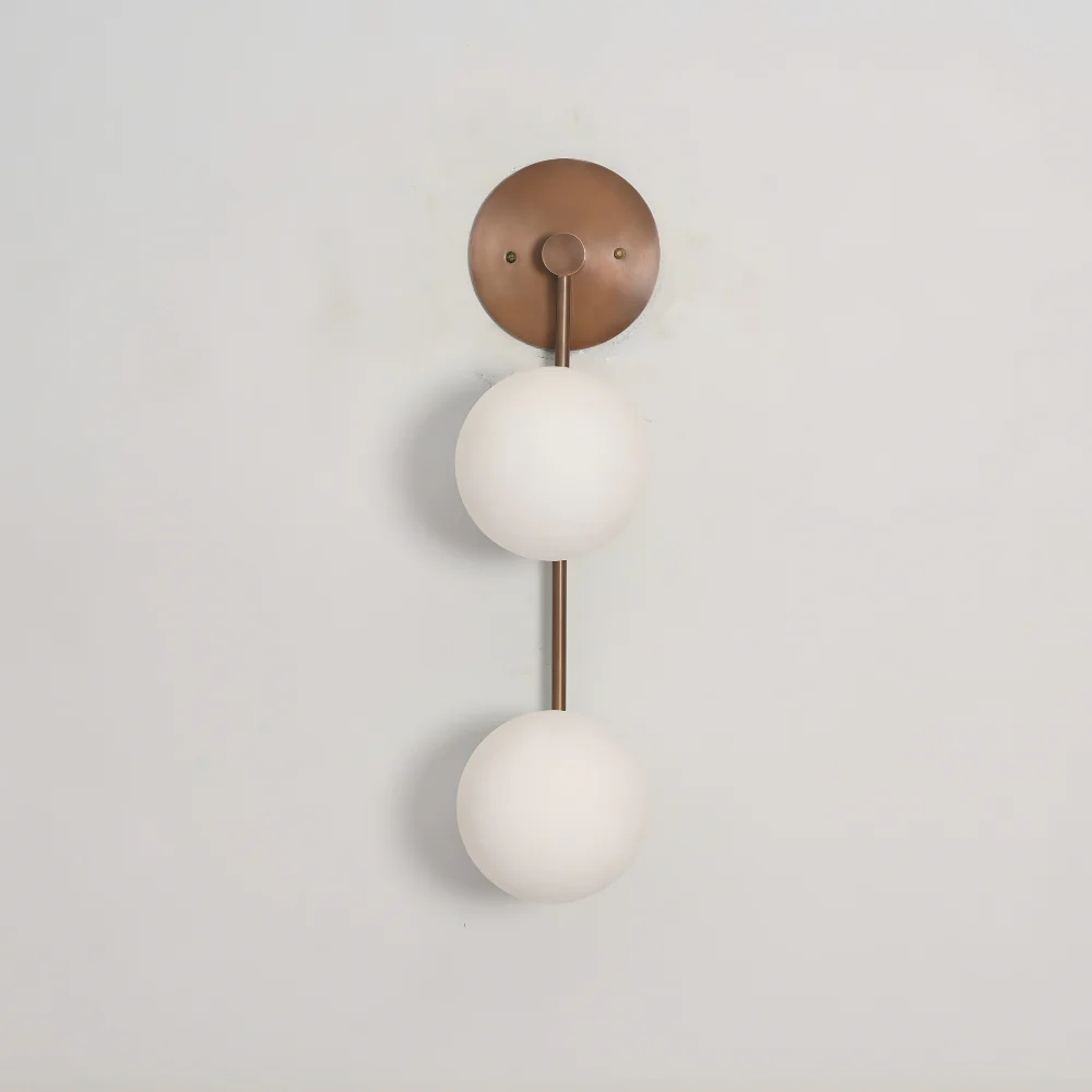 2 Brass Globe Sconce - Minimalist Vertical Rod Wall Lamp - Image 5