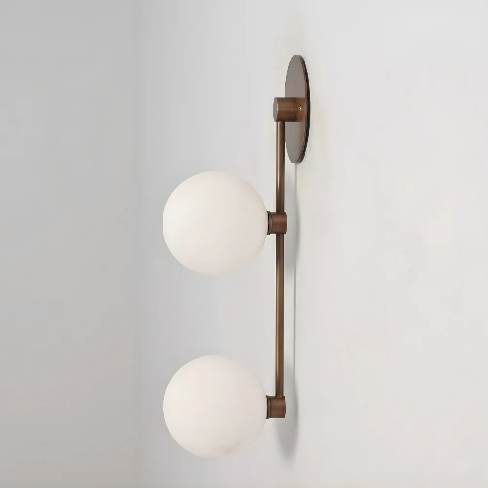 2 Brass Globe Sconce - Minimalist Vertical Rod Wall Lamp - Image 6