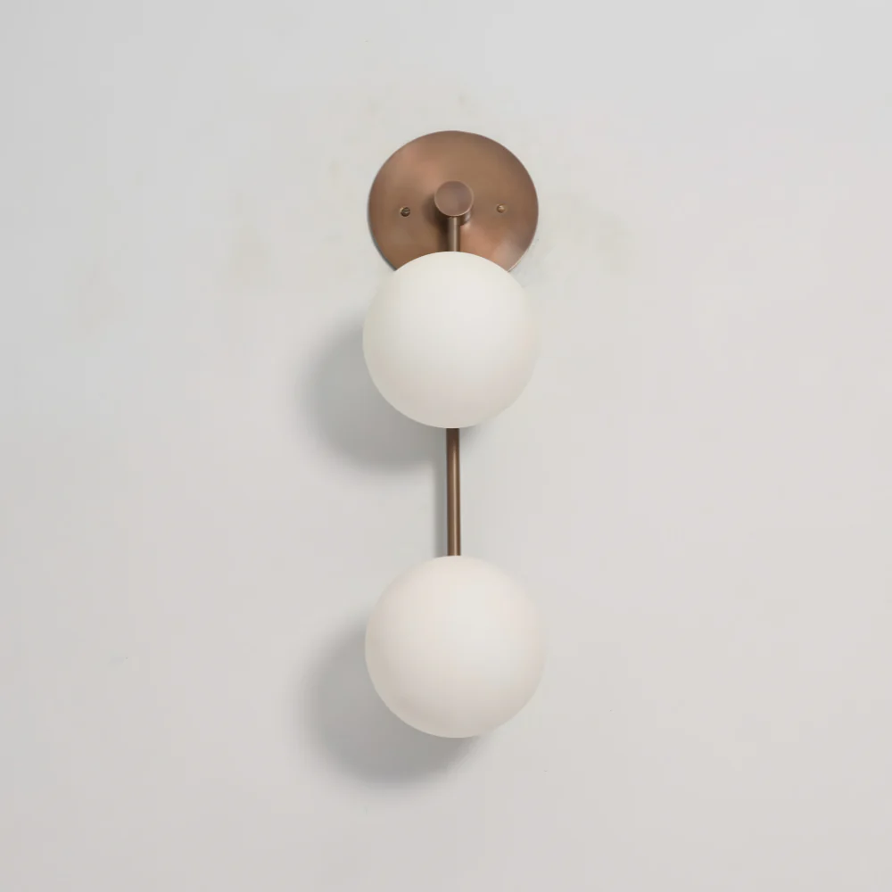 2 Brass Globe Sconce - Minimalist Vertical Rod Wall Lamp - Image 7