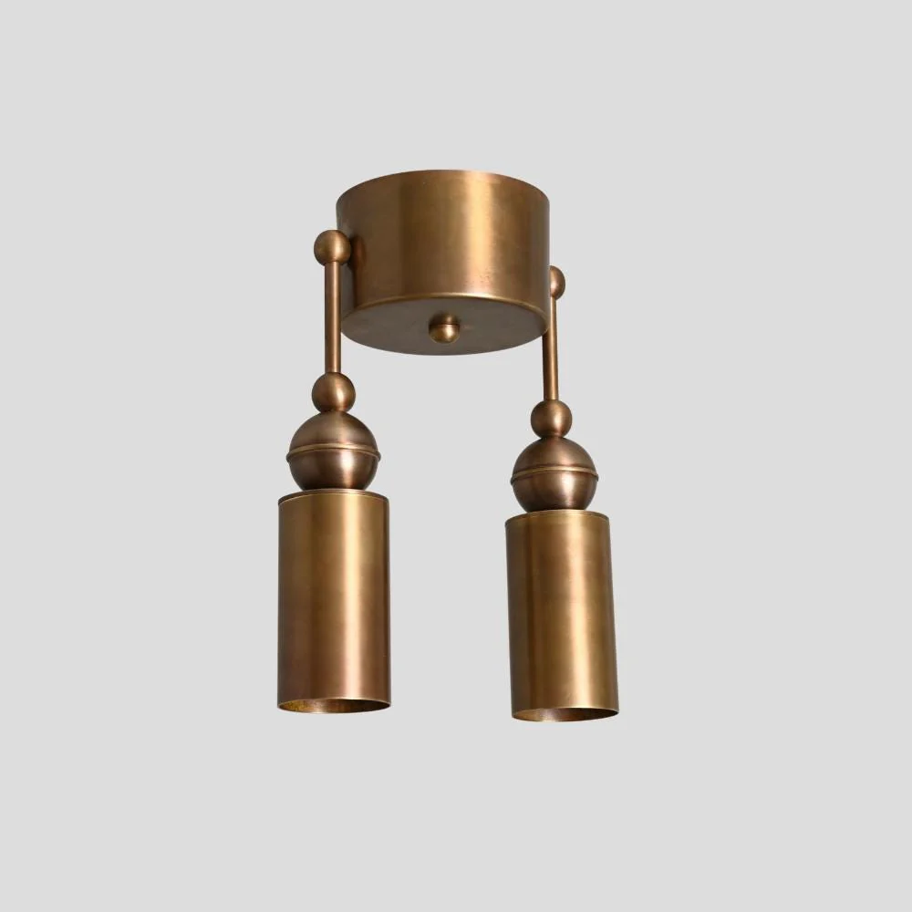 Double Brass Ceiling Light - 1950s Pendant Wall Sconce - Image 2